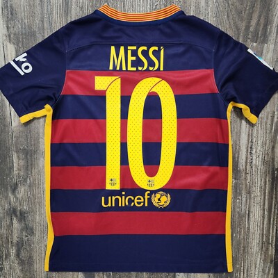 2016 Nike Barcelona Home Soccer Jersey Lionel Messi Kids M