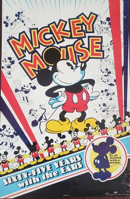 DISNEY POSTER ~1993 Mickey Mouse 65th Anniversary All Started with