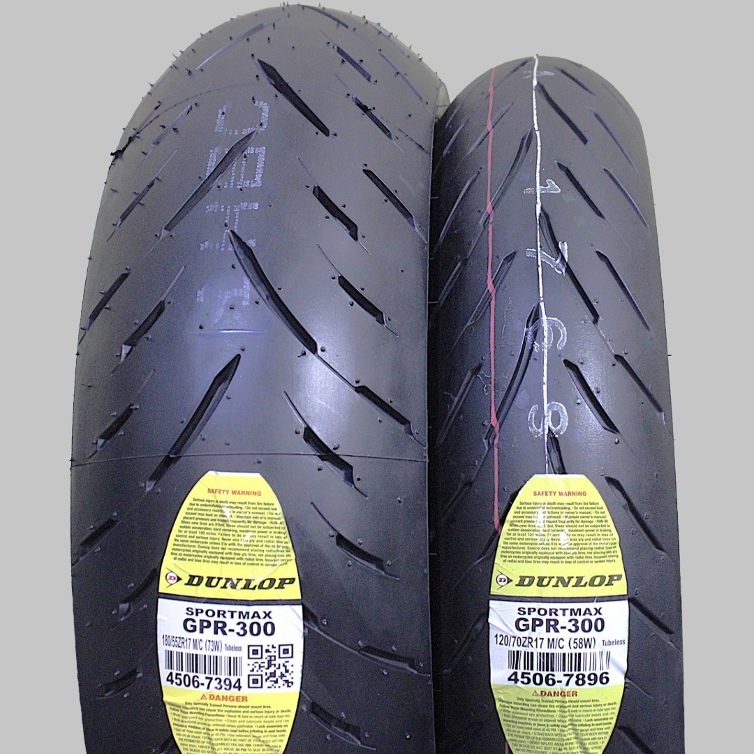 YAMAHA FJR 1300 DUNLOP SPORTMAX GPR-300 TWO TIRE SET 120/70-17 180