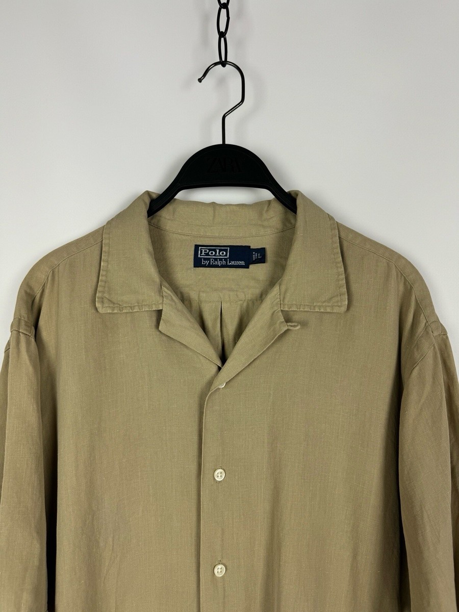 1990's Vintage Polo Ralph Lauren Loop Collar Linen Shirt | eBay