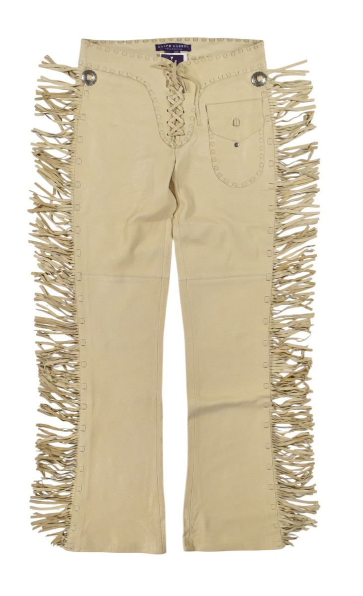 Ralph Lauren Purple Label Vintage Leather Western Fringed Pants