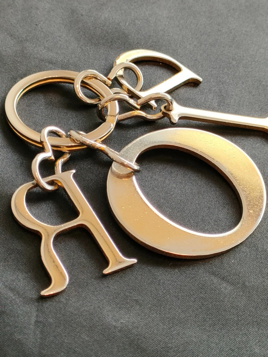 CHRISTIAN DIOR Auth. LOGO Gold Tone Keyring Charm Key Chian | eBay