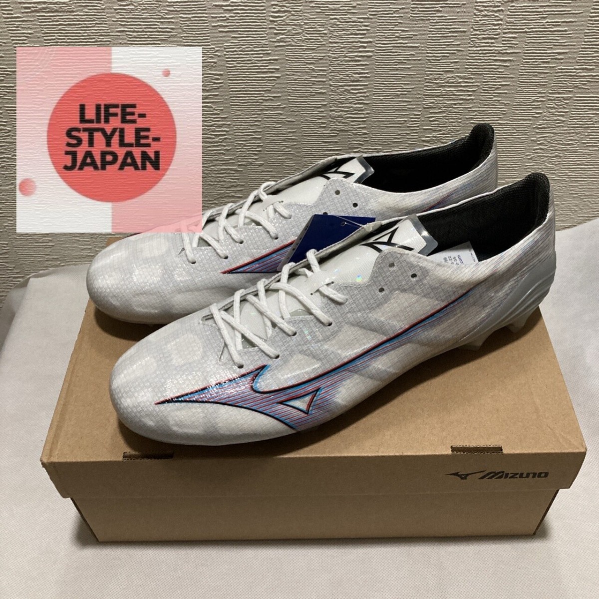 MIZUNO ALPHA ELITE P1GA236209 White Ignition Red Blue Men Soccer