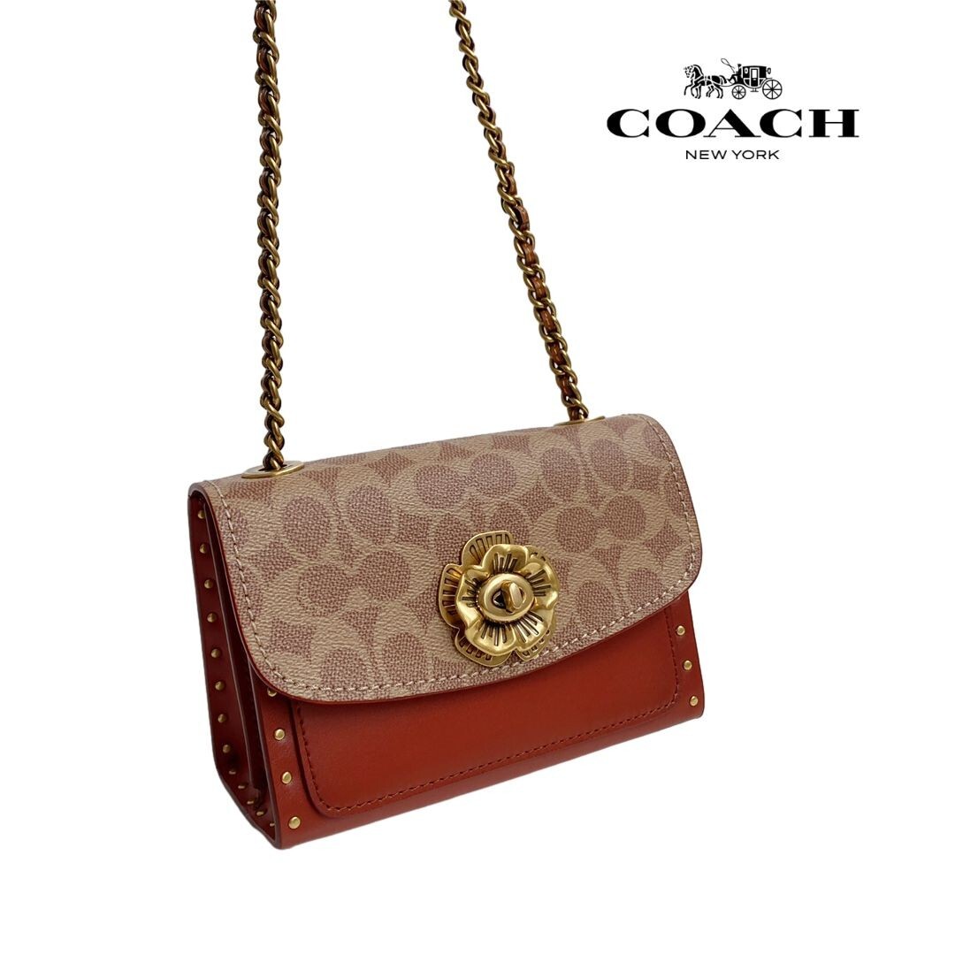 COACH 34256 Parker 18 Signature Turnlock Chain Shoulder Bag Outlet