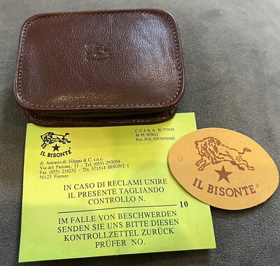 NEW Il Bisonte Brown Leather Wallet Coin Purse Zipper Belt Loop