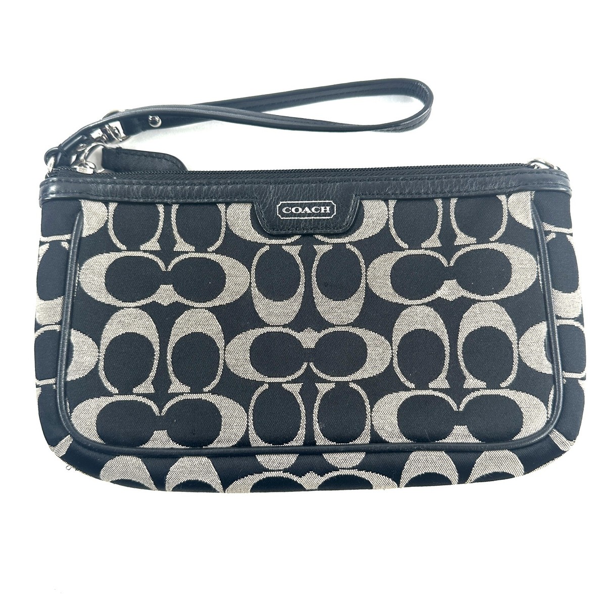 Coach Black White Signature Jacquard Mini Bag Clutch Wristlet