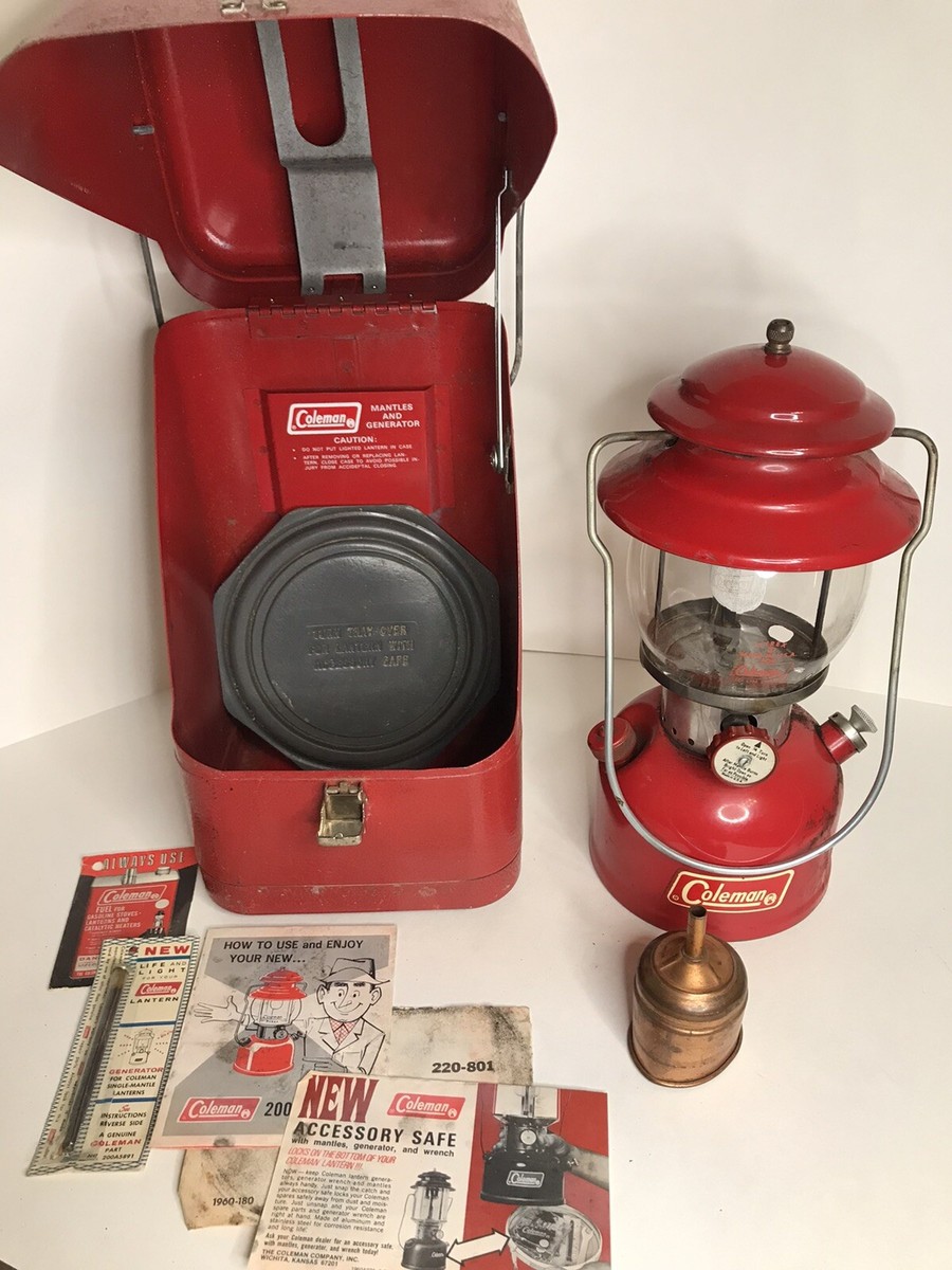 Coleman Red Guillotine Metal Case 200A Single Mantle Lantern 2/72