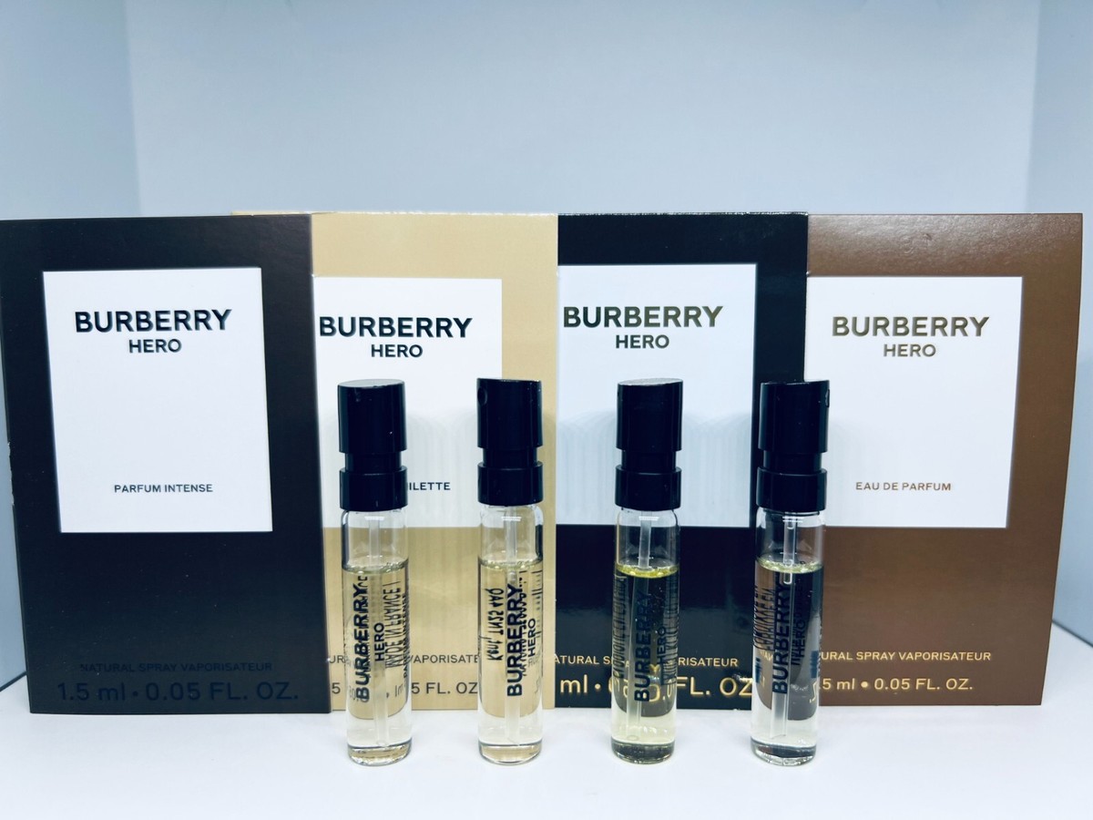 Burberry Hero Perfume Collection For Men Sample Spray Via 4pc Set