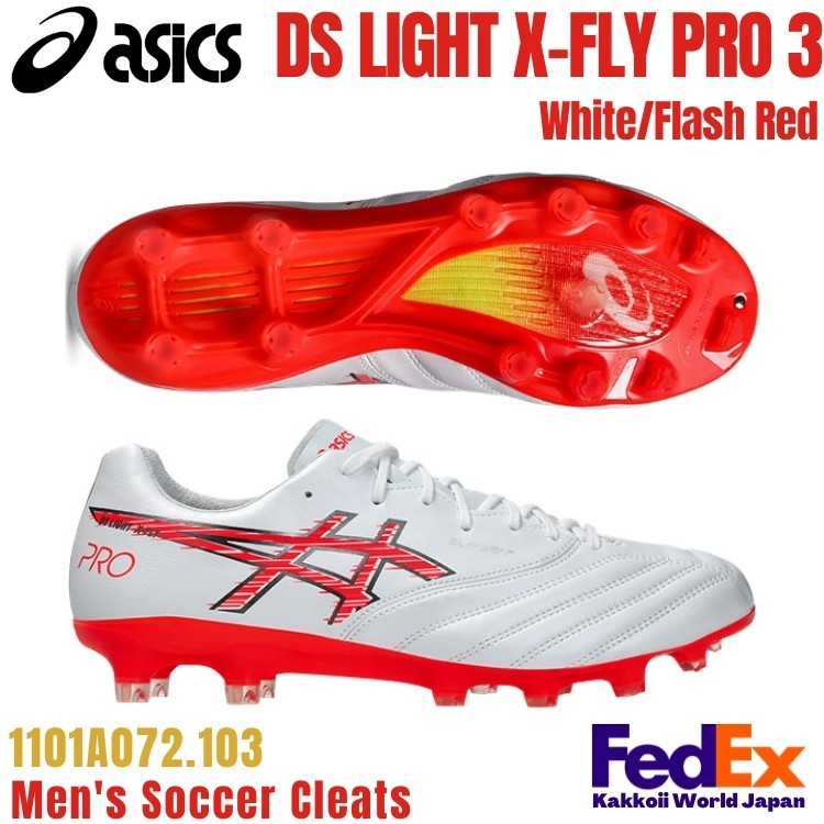 ASICS Soccer Cleats DS LIGHT X-FLY PRO 3 White/Flash Red 1101A072