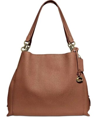 ❤️ Coach Polished Pebble Leather Dalton 31 Saddle/Gold 73545