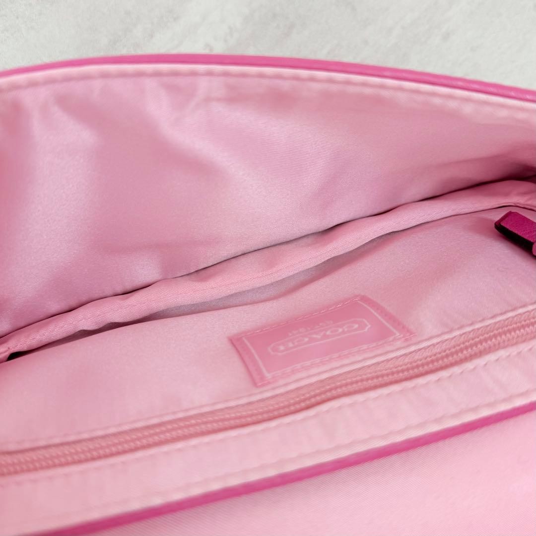 Coach Pink Optic Limited Edition Signature Bag with Charm, Y2K