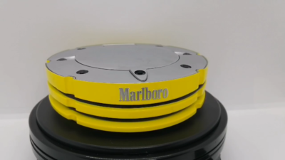 Marlboro Ashtray Metal with Hinged Lid Yellow Silver Ferrari Rare