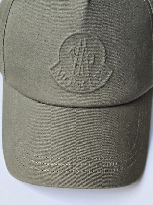 Moncler Hat Baseball Cap Olive Green Size L Large Raised Logo