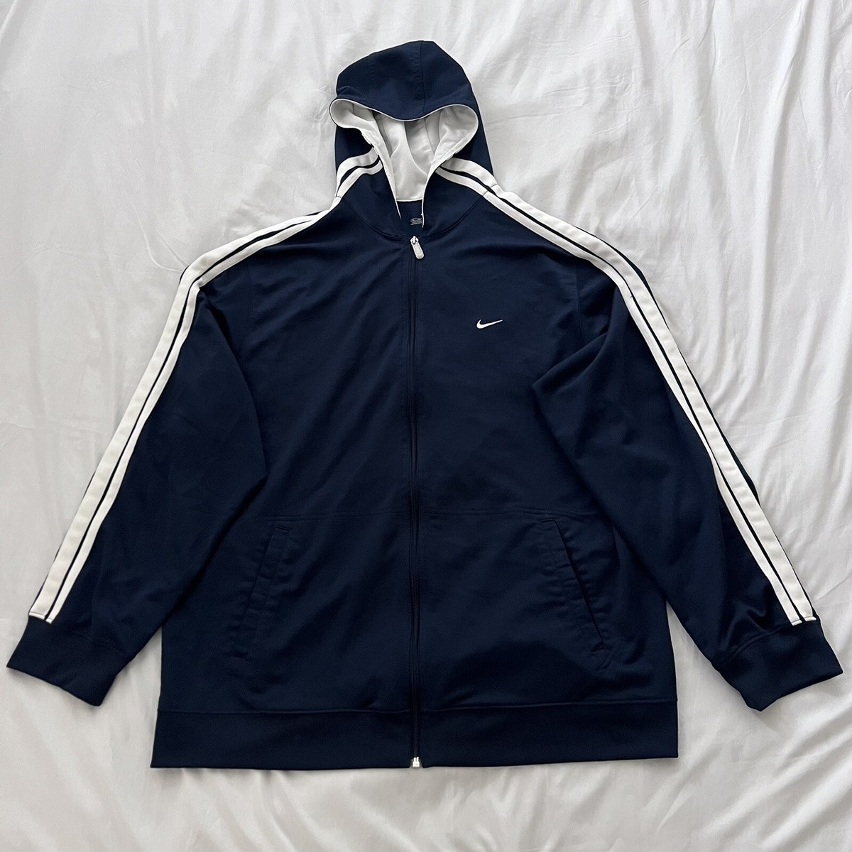 Y2K 00s Nike Track Jacket Warm Up Swoosh Stripe Sleeve Mens Size