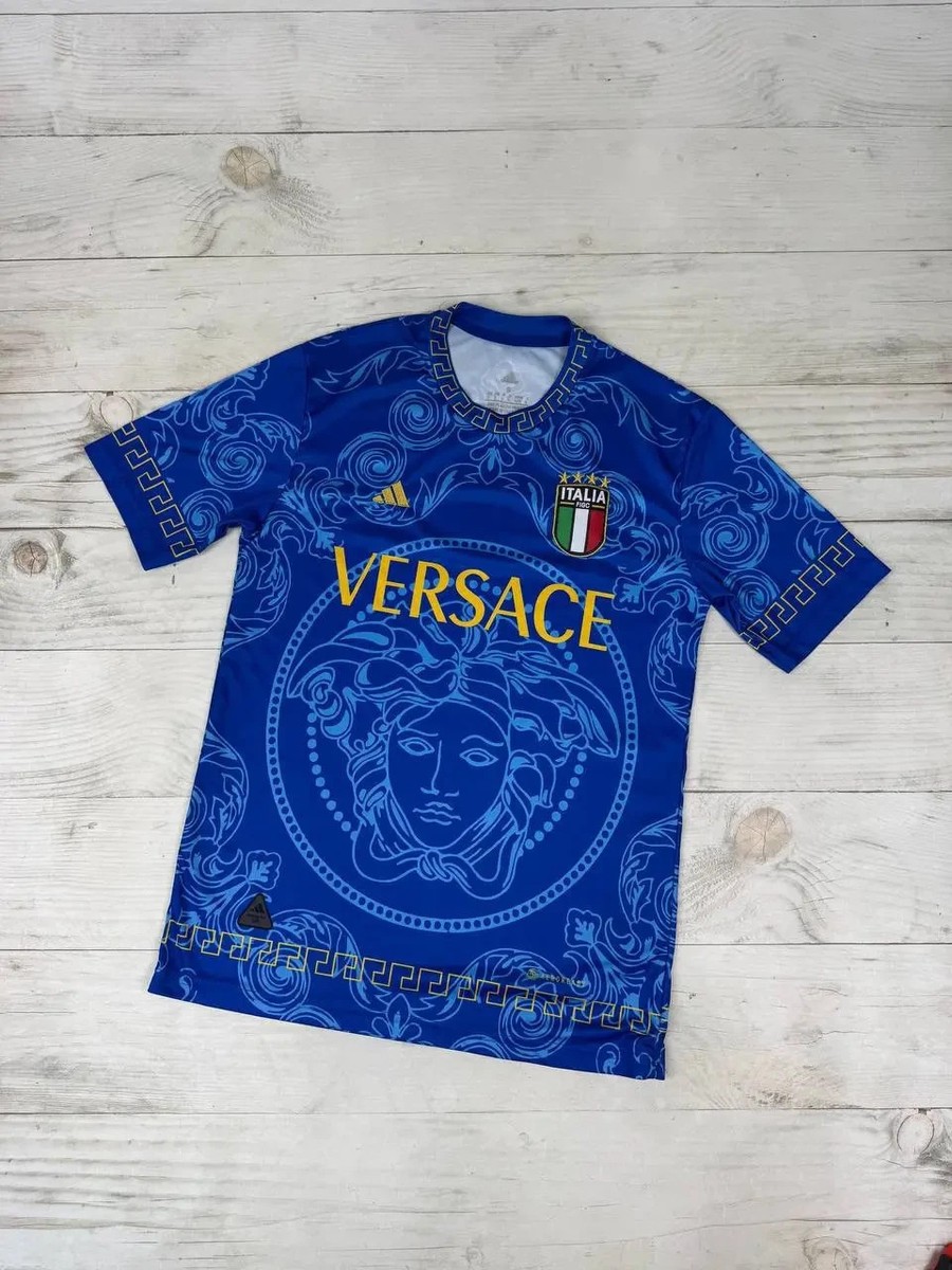 Adidas Versace Italia Shirt Football Soccer Jersey Men Size S Blue