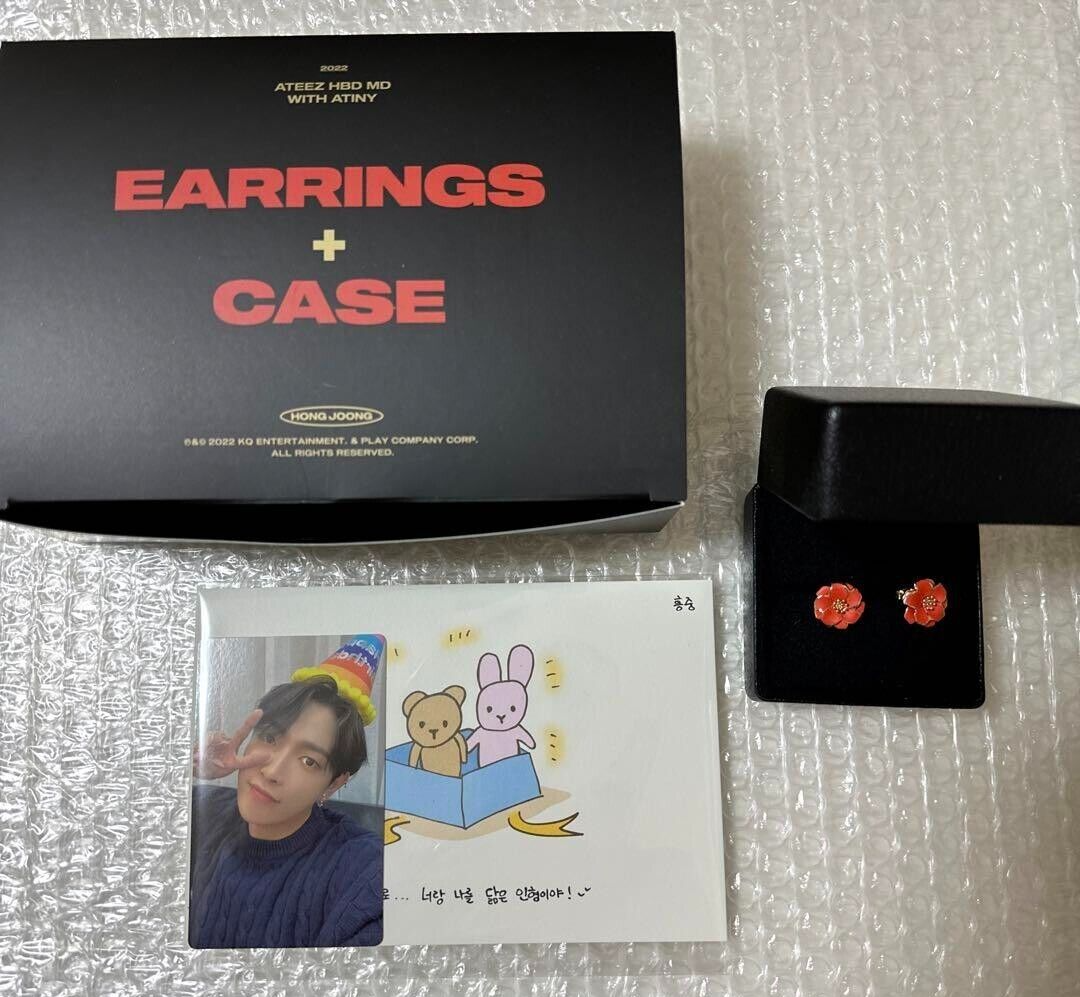 ATEEZ Hongjoong HBD Pierced Earrings + Case OUR STORY Birthday MD