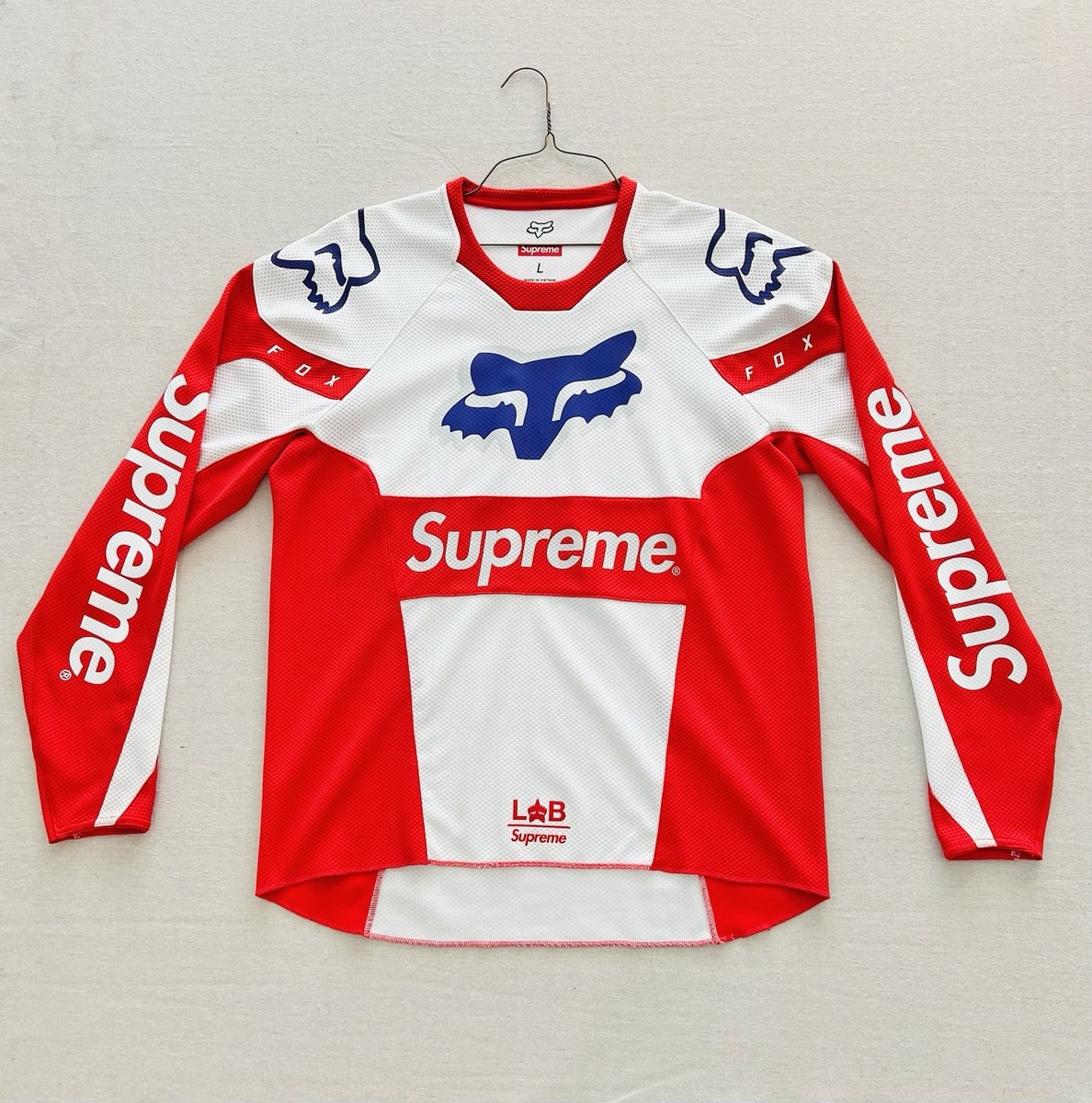 Supreme x Fox Racing Moto Jersey Top Red SS18 Size Large Never