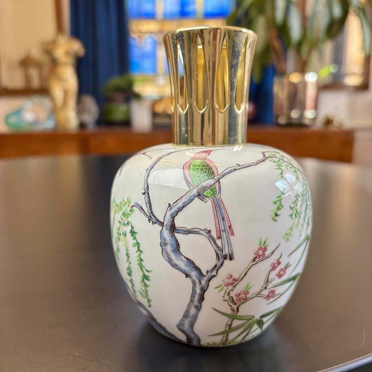 Vintage Lampe Berger Bird & Cherry Blossoms Antique Catalytic