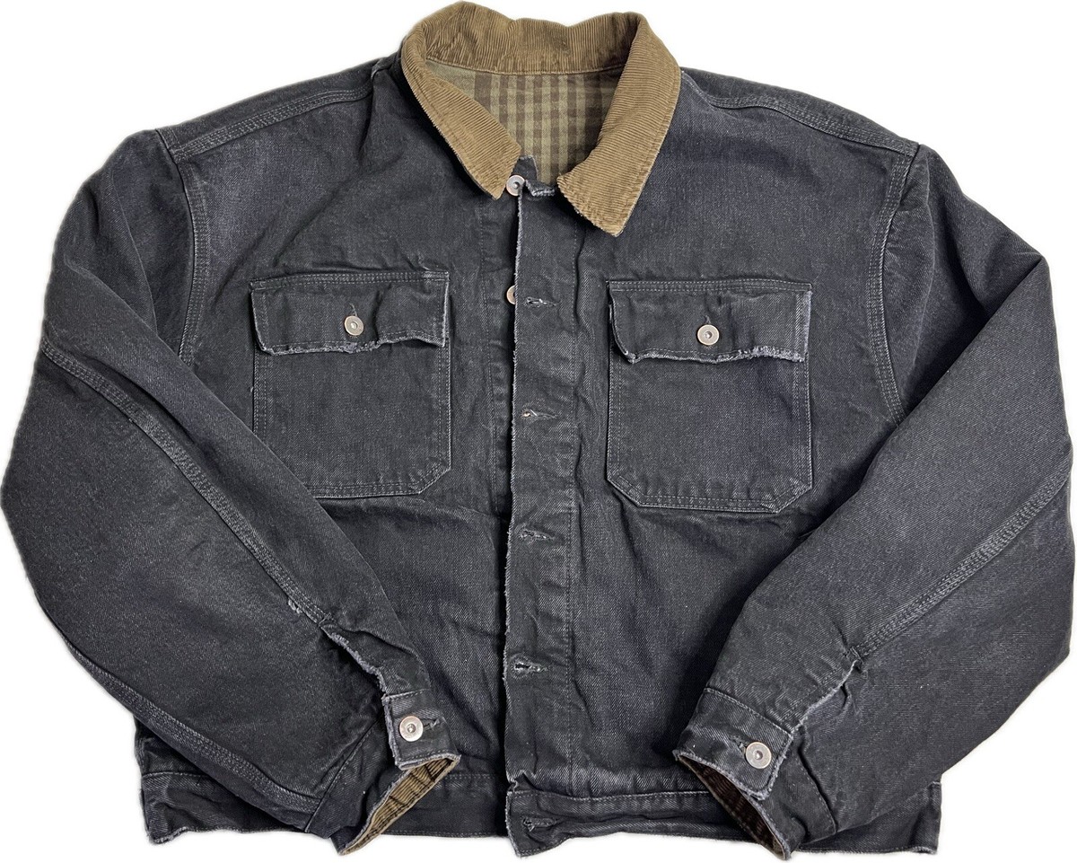 Yeezy Season 6 Washed Black Denim Flannel Jacket Sample Large Pre