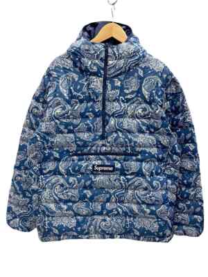 Supreme FW22 Blue Paisley Micro Down Half Zip Hooded Pullover