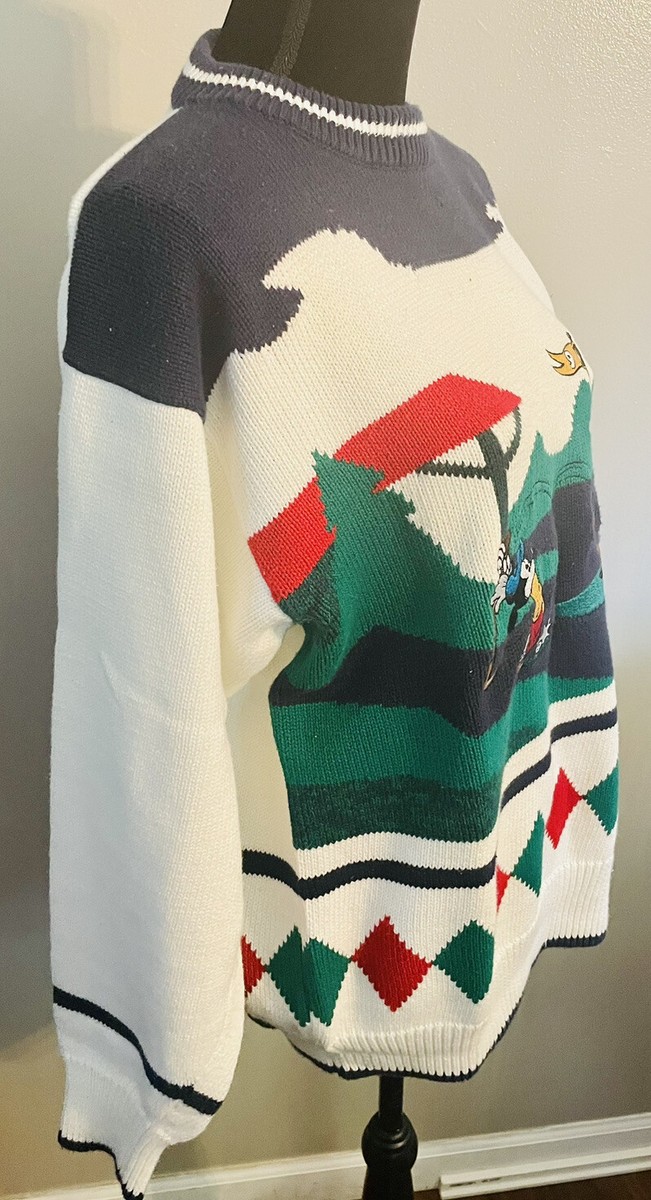 VINTAGE Disney Store Mickey Goofy #9 Knit Embroidered Graphic Golf