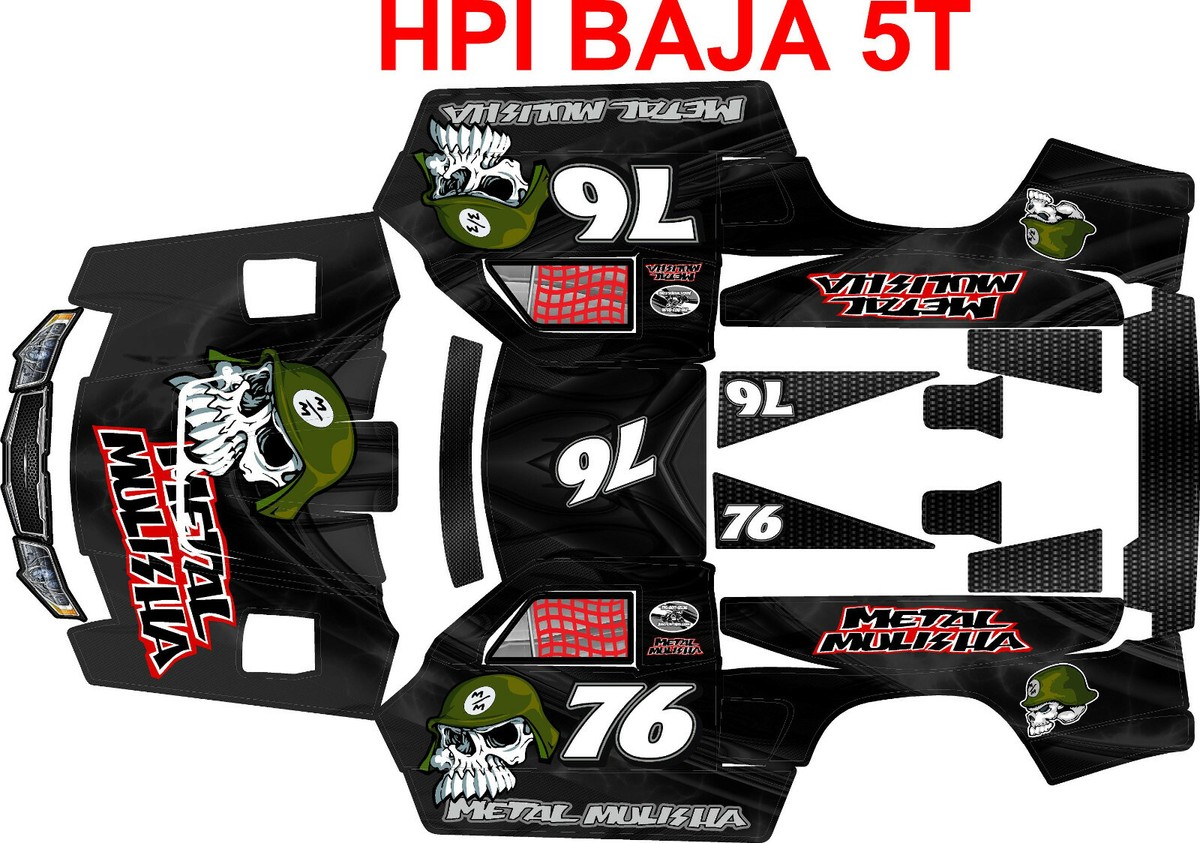 HPI Baja 5t BLACK TROPHY TRUCK Theme body wrap decals stickers