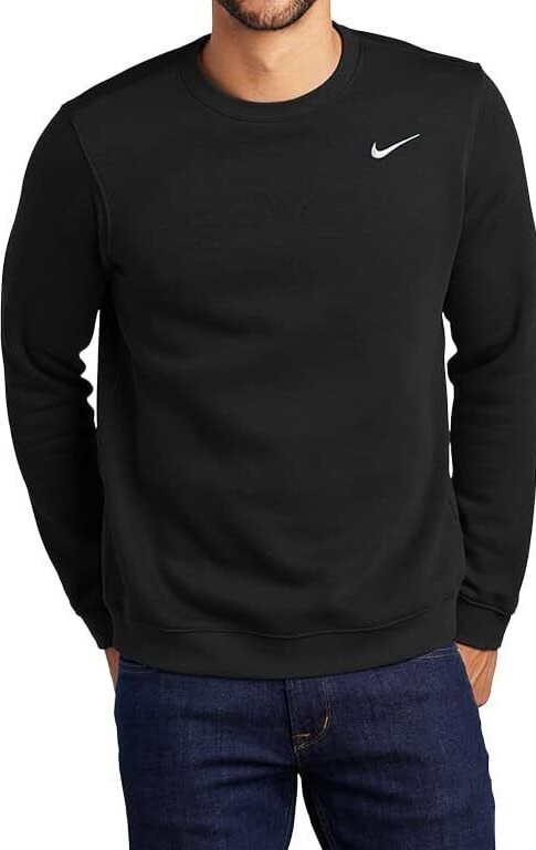 Nike Men's Black Solo Swoosh Fleece Crew Sweatshirt (611467-010