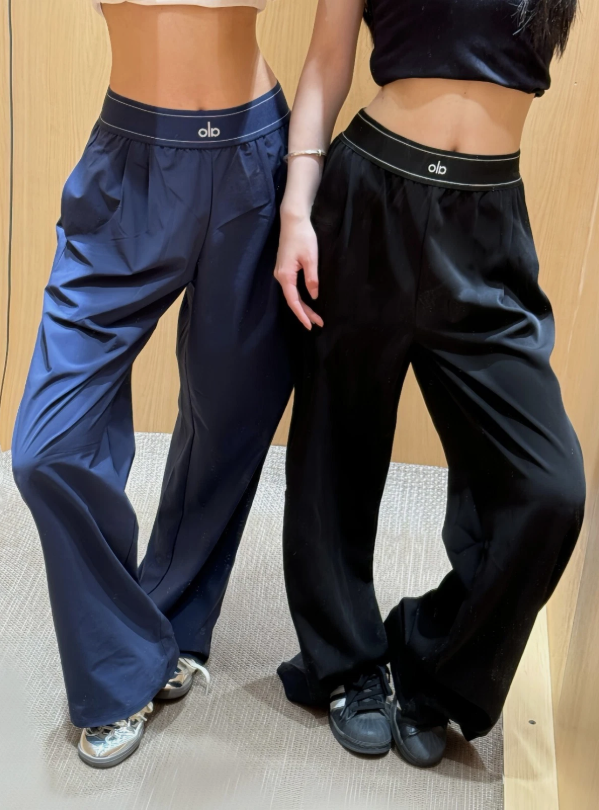 Alo Yoga Pants Black Loose-Fit Wide-Leg Size L - Trousers Women's