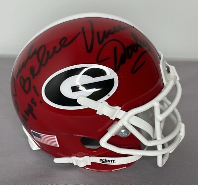 Vince Dooley & Buck Belue SIGNED Georgia Bulldogs Mini Helmet w
