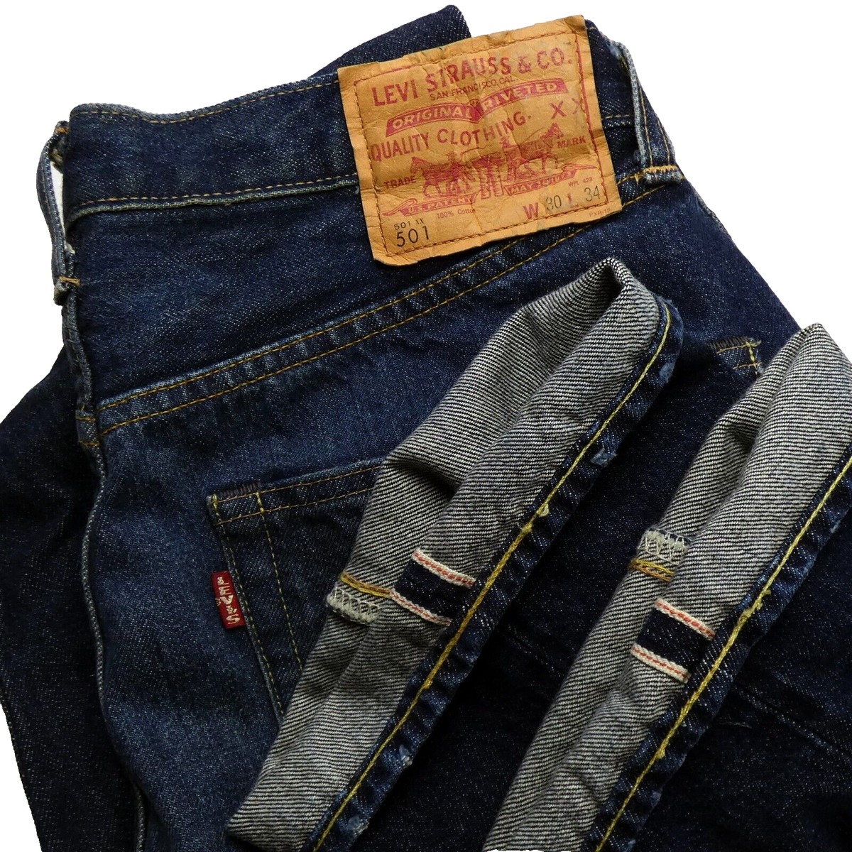 Vintage Levis 501 XX Big E Selvedge Redline Jeans Pre LVC 90's | eBay