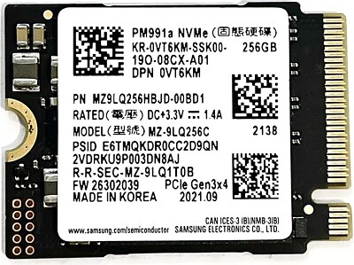 Samsung MZ9LQ256HBJD PM991 256GB M.2 NVMe PCIe Internal 30mm SSD