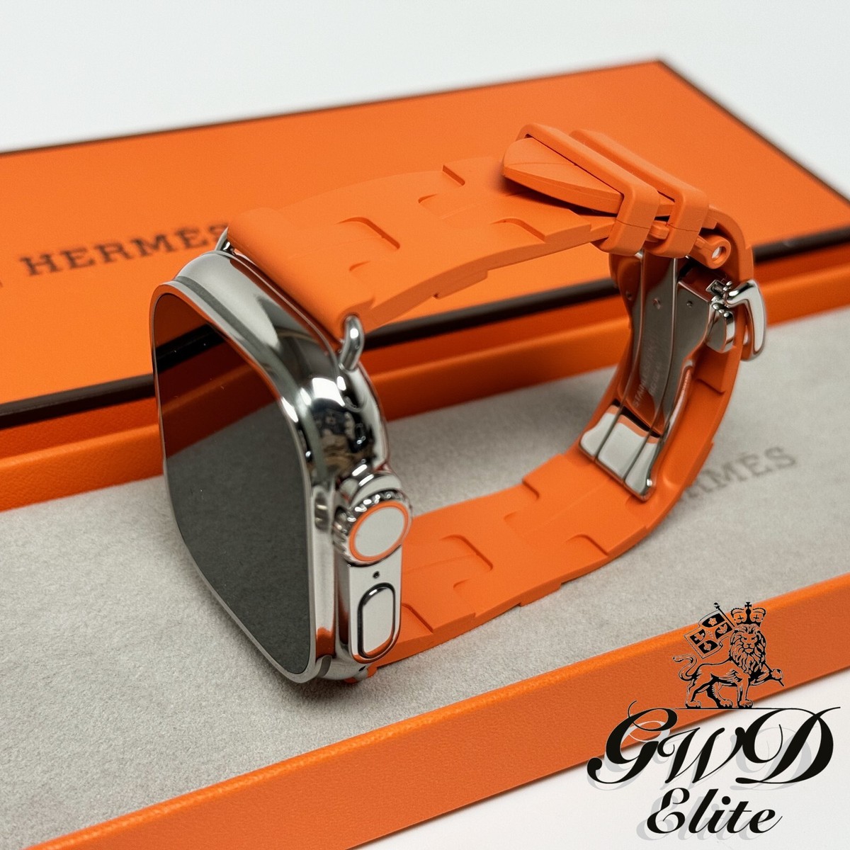 49mm Hermes Apple Watch Ultra 2 Kilim Orange Rubber Deployment