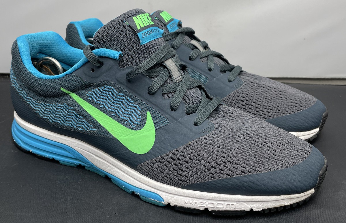 Nike Zoom Fly 2 707606 Gray Blue Green Running Shoes Mens Size 9