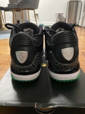 Jordan 3 Golf Green Glow Spikes Size 9 AJ3783-001 Nike Black/Green