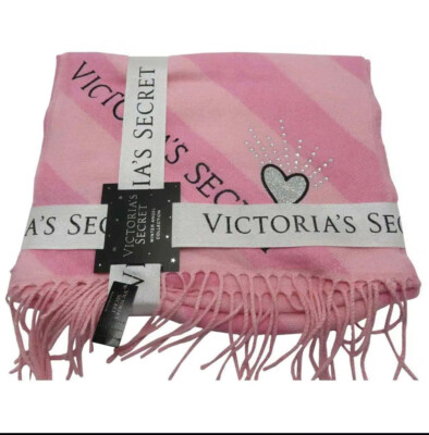 VICTORIAS SECRET Winter Angel Pink Stripe Scarf Shawl Wrap