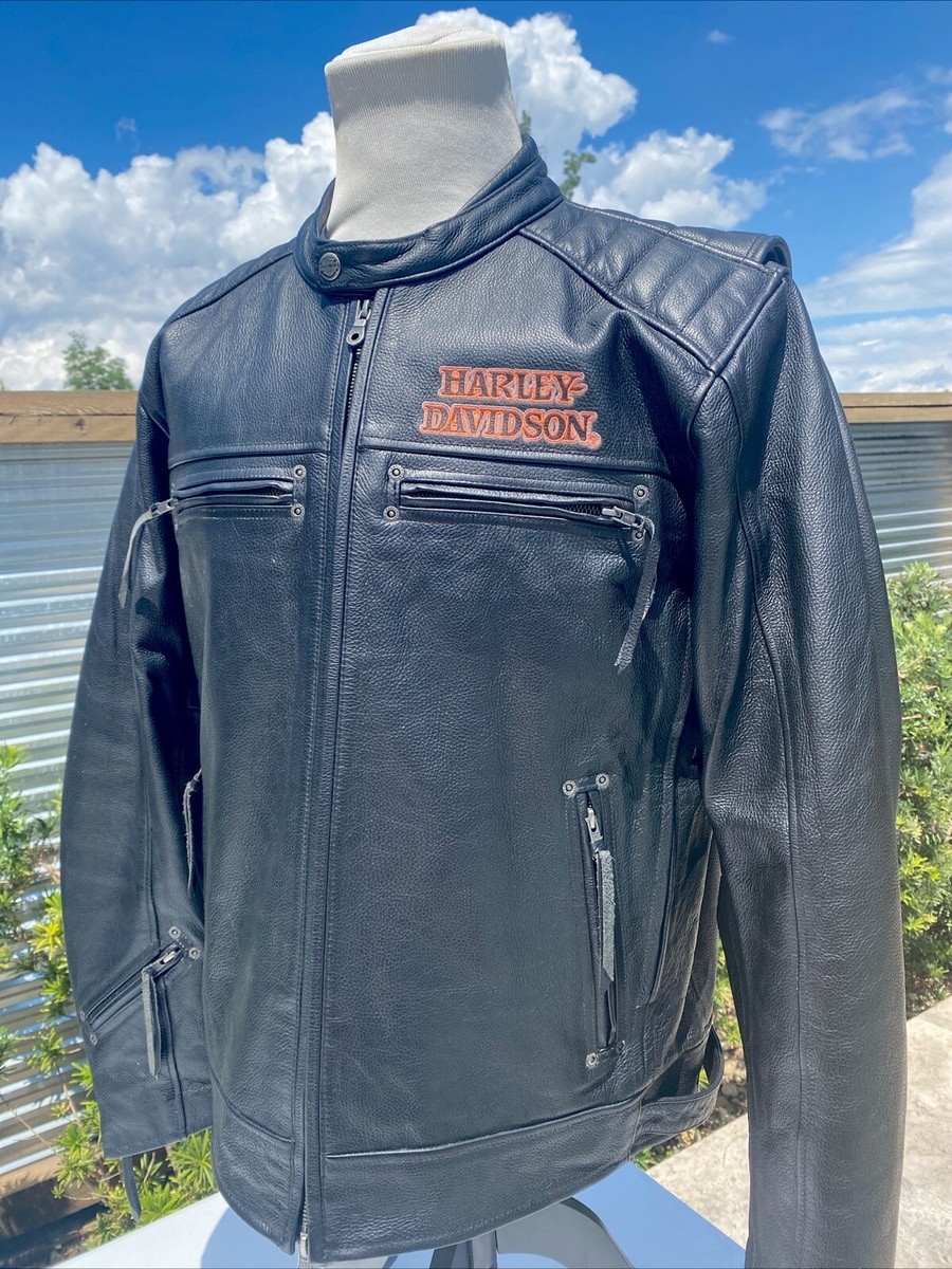 Harley Davidson Men BURNING SKULL Black Leather Jacket XL Willie G