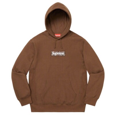 Supreme Bandana Box Logo Hoodie Brown FW19 Size M | eBay