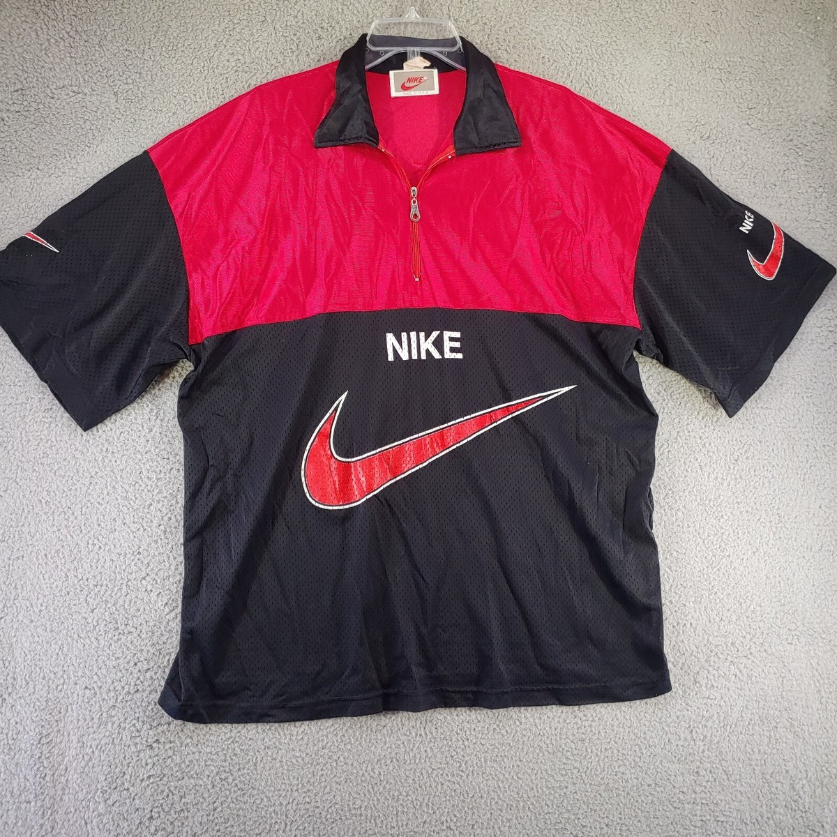 Nike Vintage Shirt Jersey XL Mens 1/4 Zip Vented Made USA Swoosh