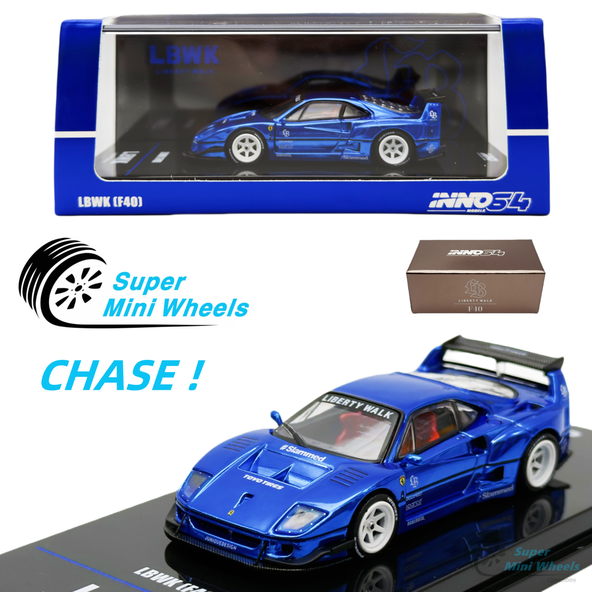 CHASE ! INNO64 1:64 LBWK F40 Chrome Black | eBay