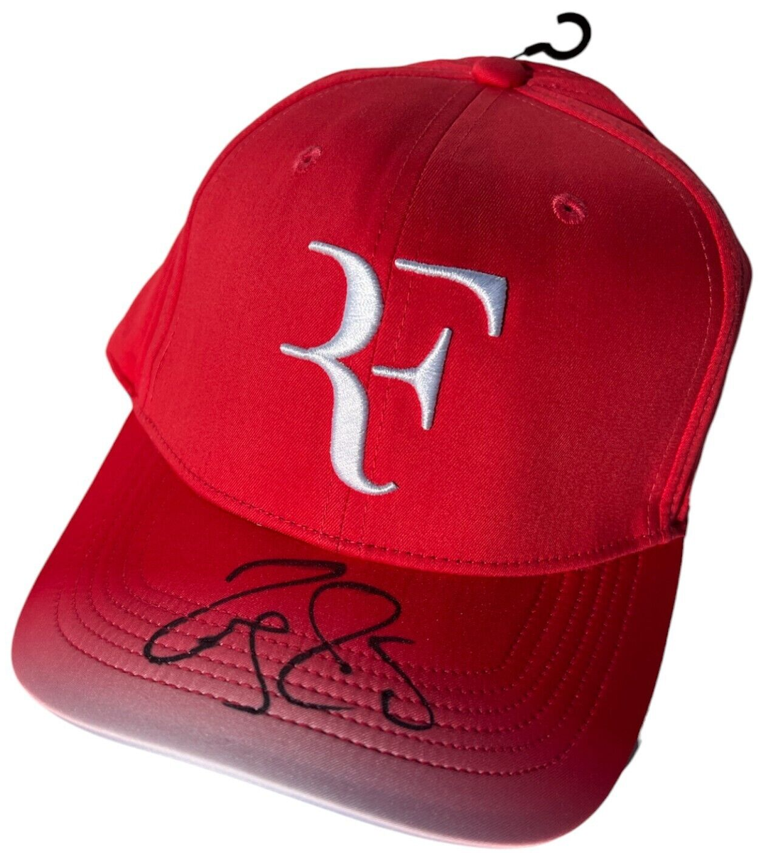 ROGER FEDERER SIGNED NIKE RF TENNIS HAT WIMBLEDON US SWISS LAVER