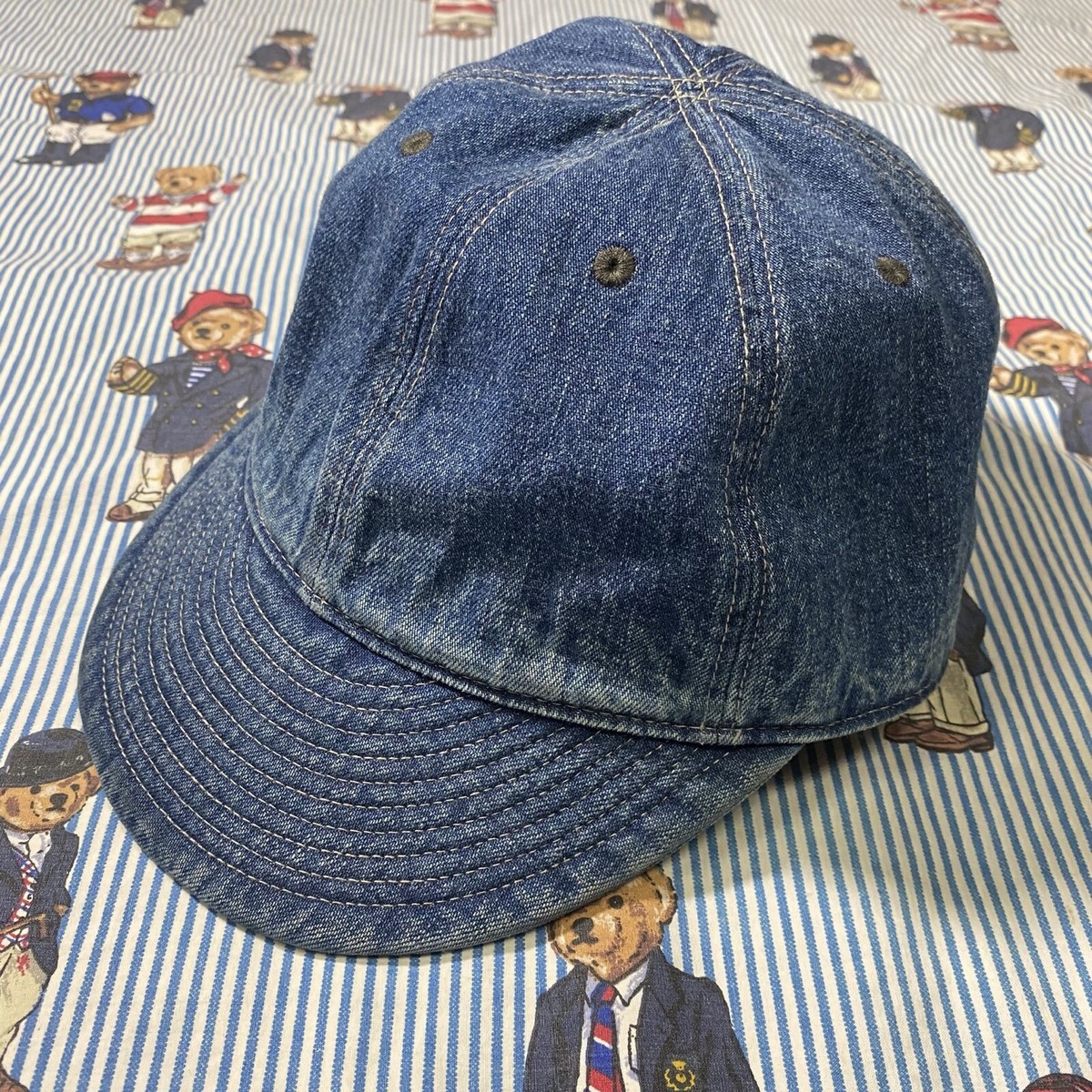 Ralph Lauren RRL Double RL Indigo Denim Cap Fitted Hat Adult