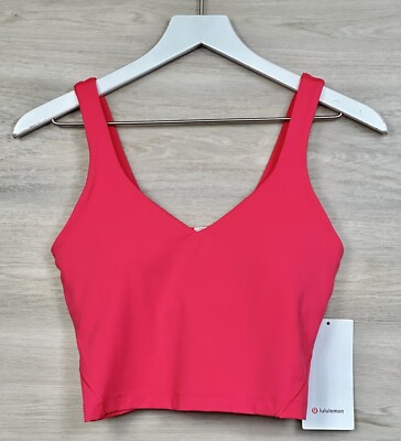 Lululemon Align Tank Cropped Size 6 A/B Cup Lipgloss Pink Coral