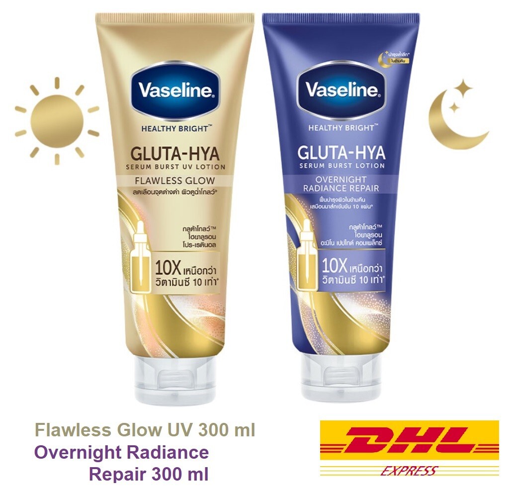 Set Vaseline Healthy Bright Gluta-Hya Day UV Lotion & Overnight