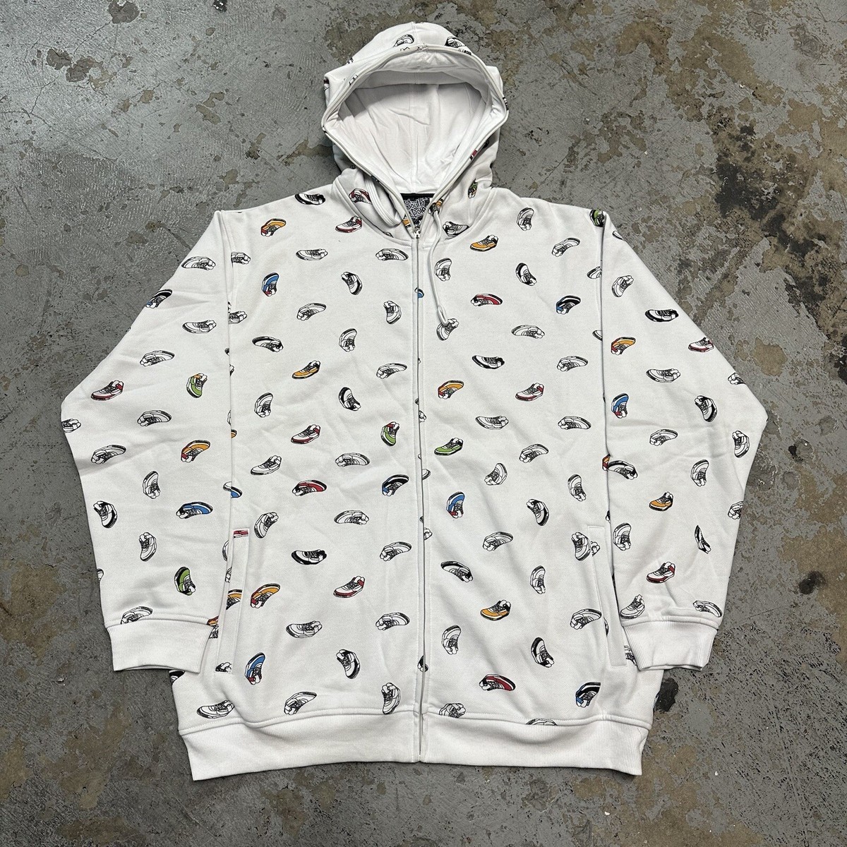 NWT Vintage Y2K Southpole White Shoes Zip Up Hoodie XXL Skater