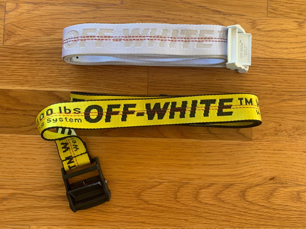 Lot 2 Classic Industrial Belt OFF-WHITE Yellow / Black White