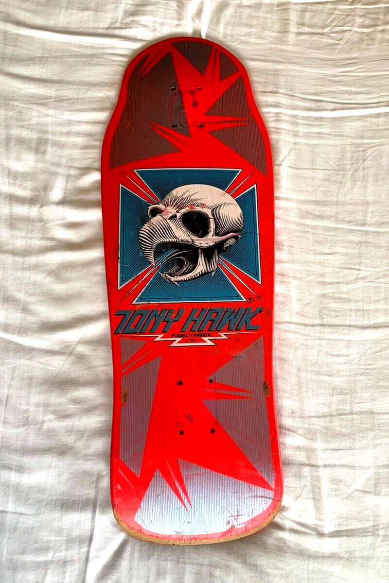 Original 80's Powell Peralta Tony Hawk Skateboard Deck Pink Bones