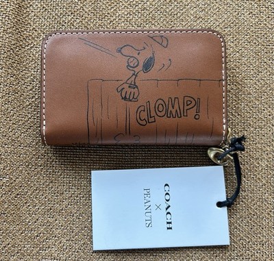 NWT Coach X Peanuts Snoopy CARD Case WALLET Ltd EDITION Newspaper