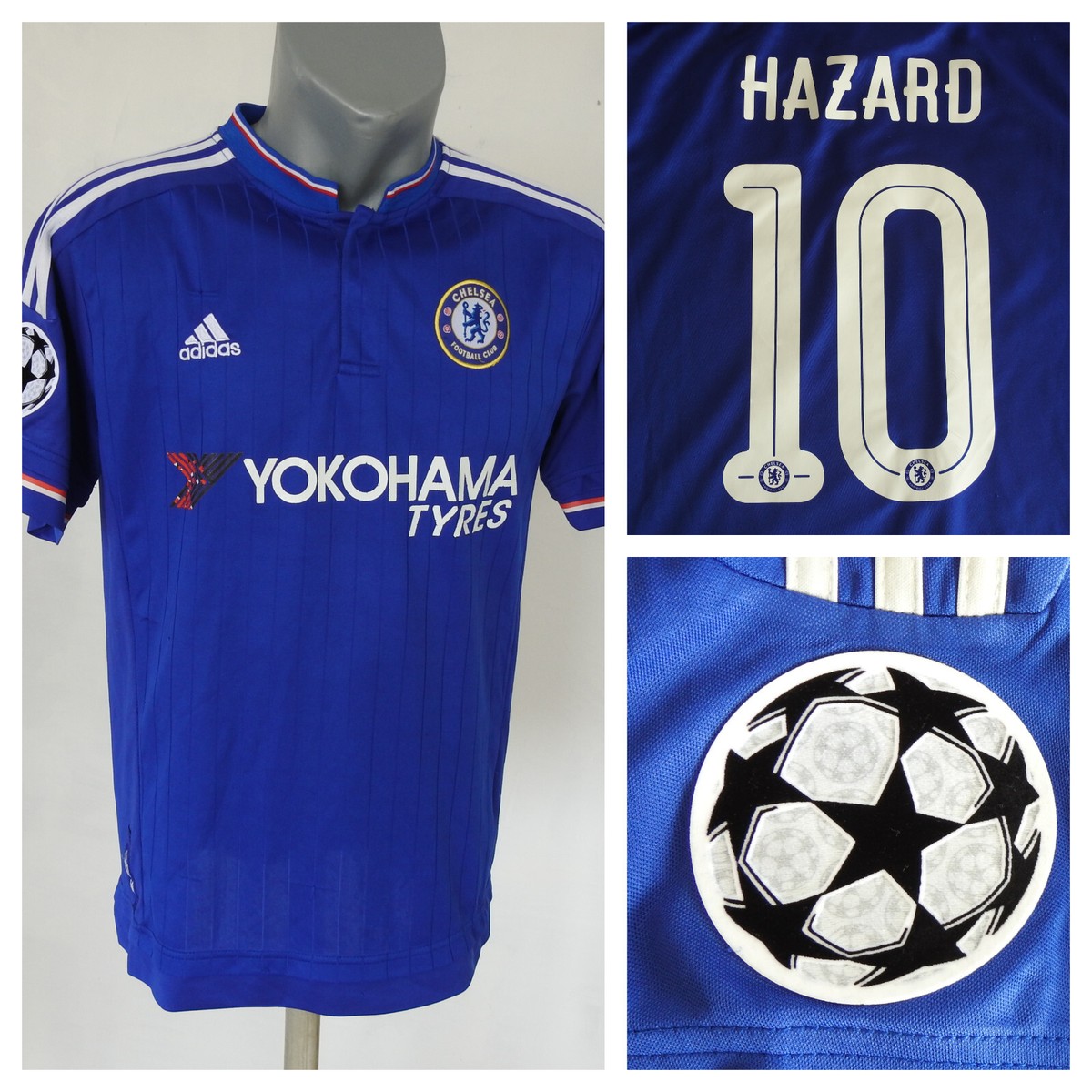 Chelsea 2015 Home Jersey #10 Hazard Adidas Blue UCL Shirt Size M