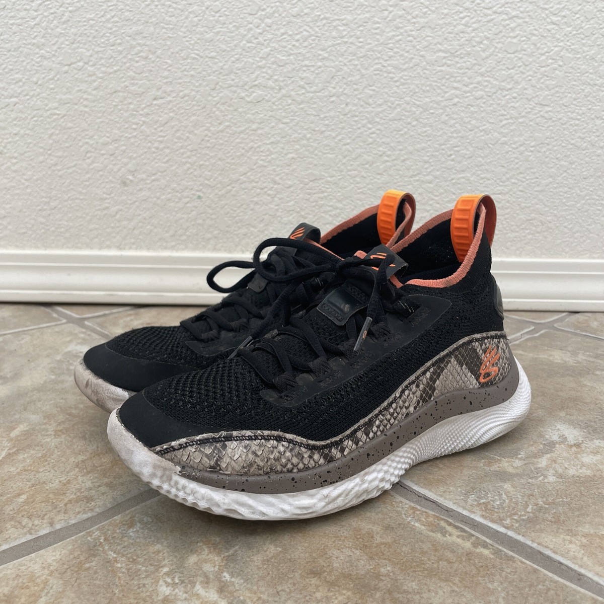 Under Armour Curry Flow 8 Snakeskin Basketball Shoes Black/Orange