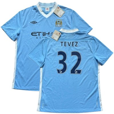 2011/12 Manchester City Home Jersey #32 Tevez 46 / XL Umbro EPL